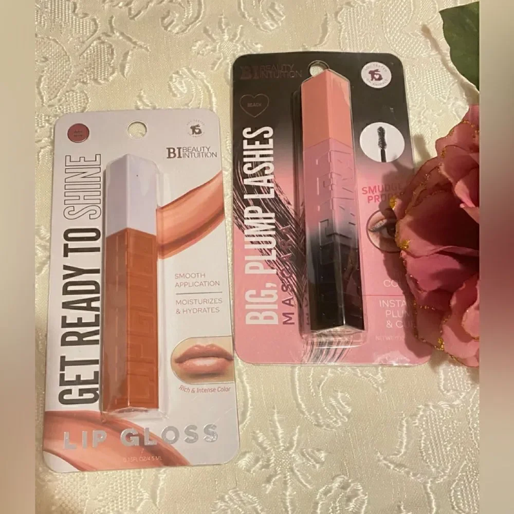 🛍️2 Beauty Intuition Rosy Nude Lip Gloss 💄 & Big Plump Lashes Mascara 💥
